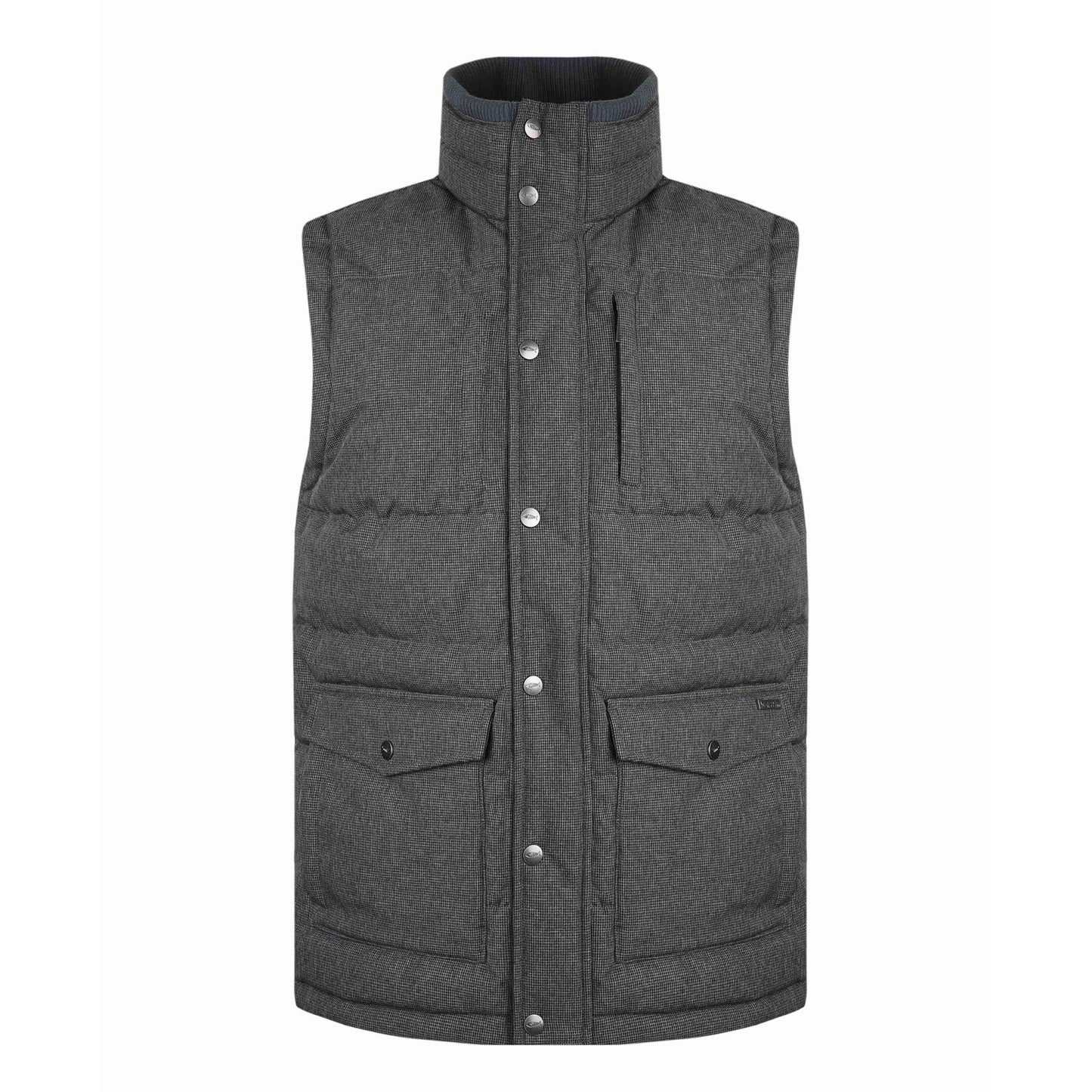 Anthracite - Front - Weird Fish Mens Houndstooth Padded Gilet