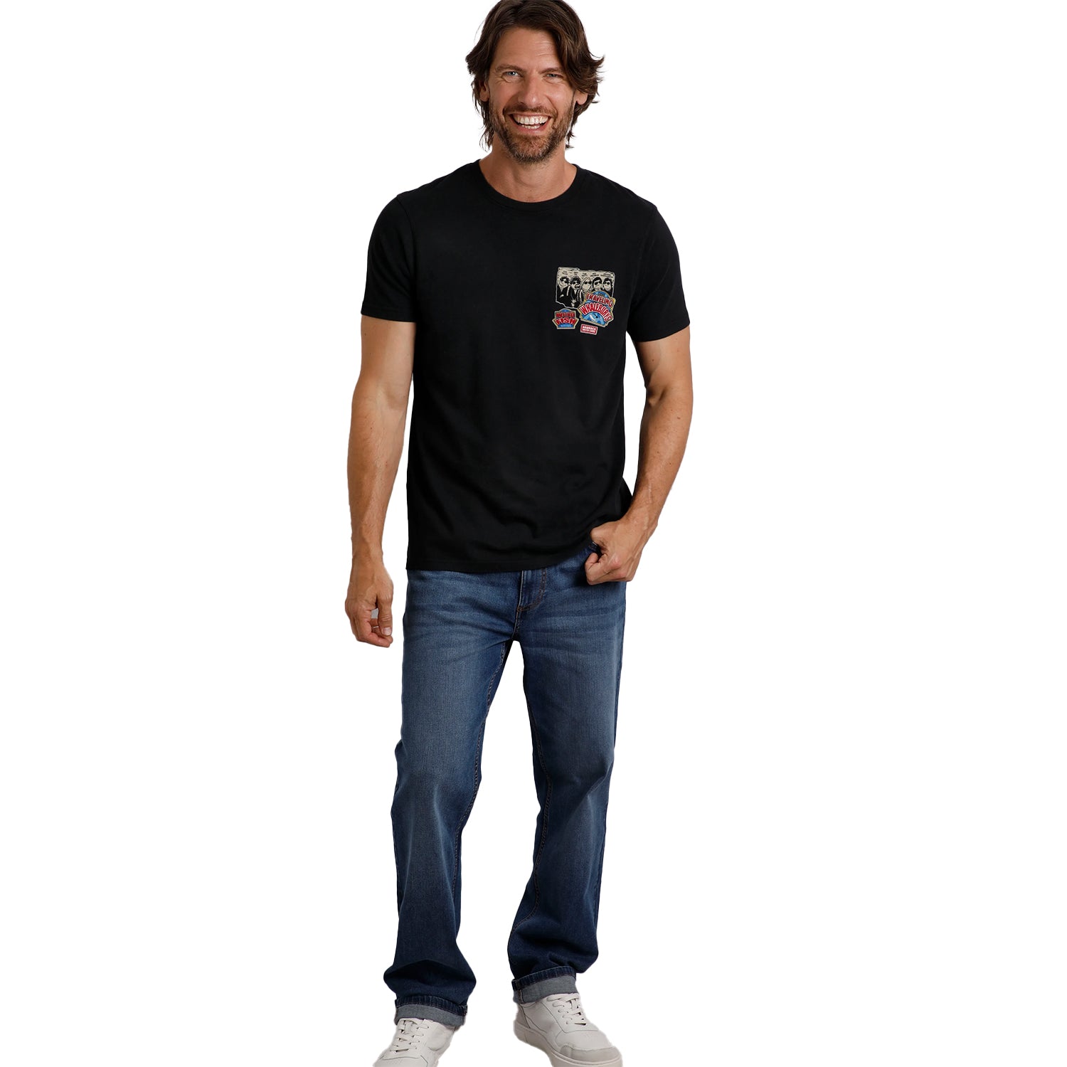 Black - Pack Shot - Weird Fish Mens Travelling Whaleburys Marble Wash T-Shirt