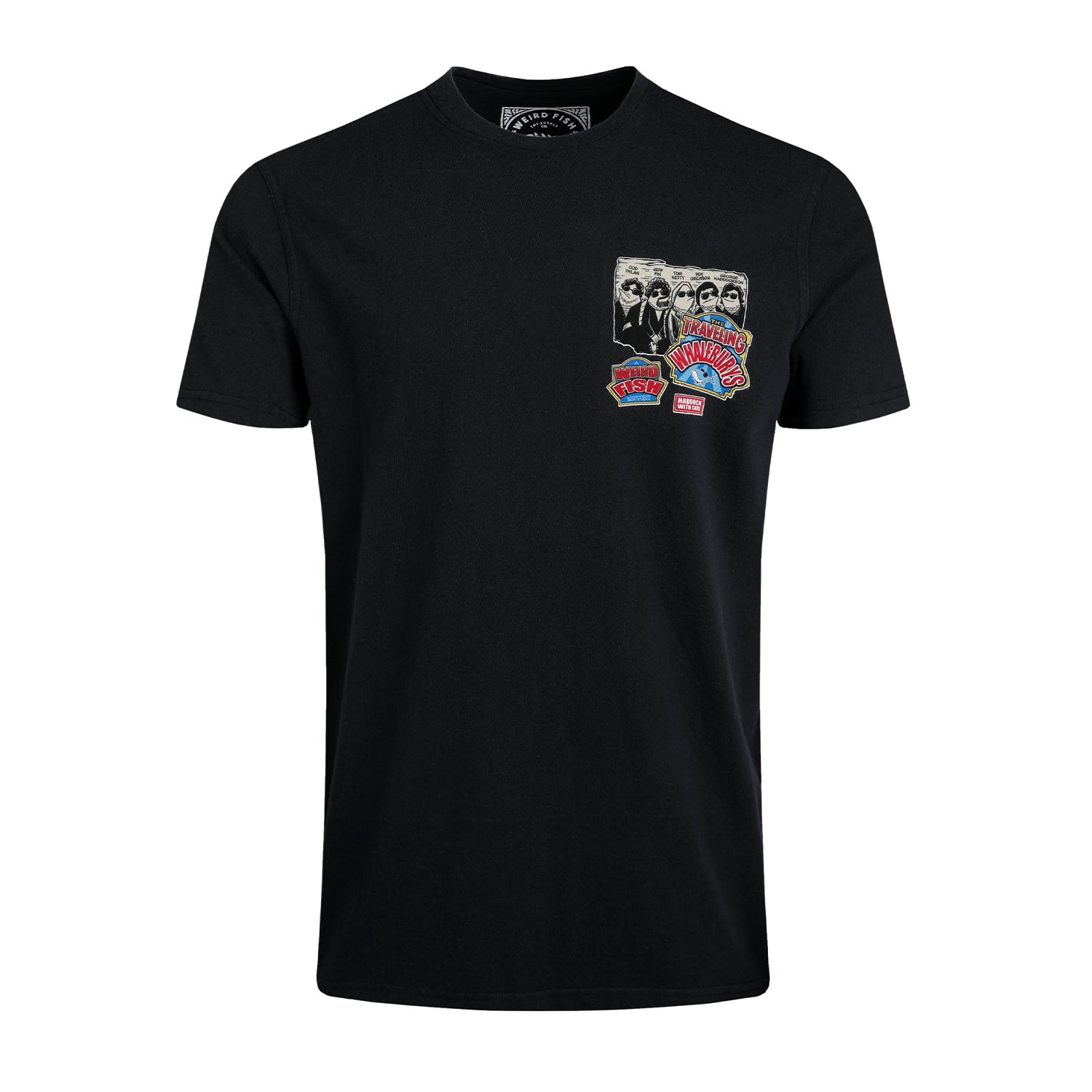 Black - Front - Weird Fish Mens Travelling Whaleburys Marble Wash T-Shirt
