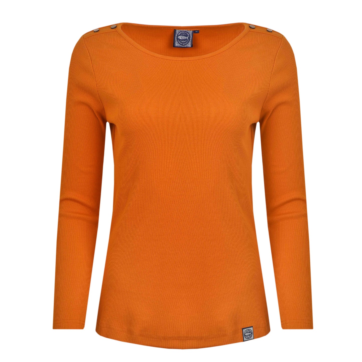 Brick Orange - Front - Weird Fish Womens-Ladies Maine Organic Long-Sleeved T-Shirt