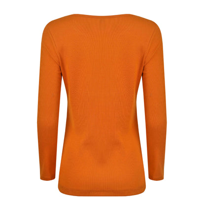 Brick Orange - Back - Weird Fish Womens-Ladies Maine Organic Long-Sleeved T-Shirt