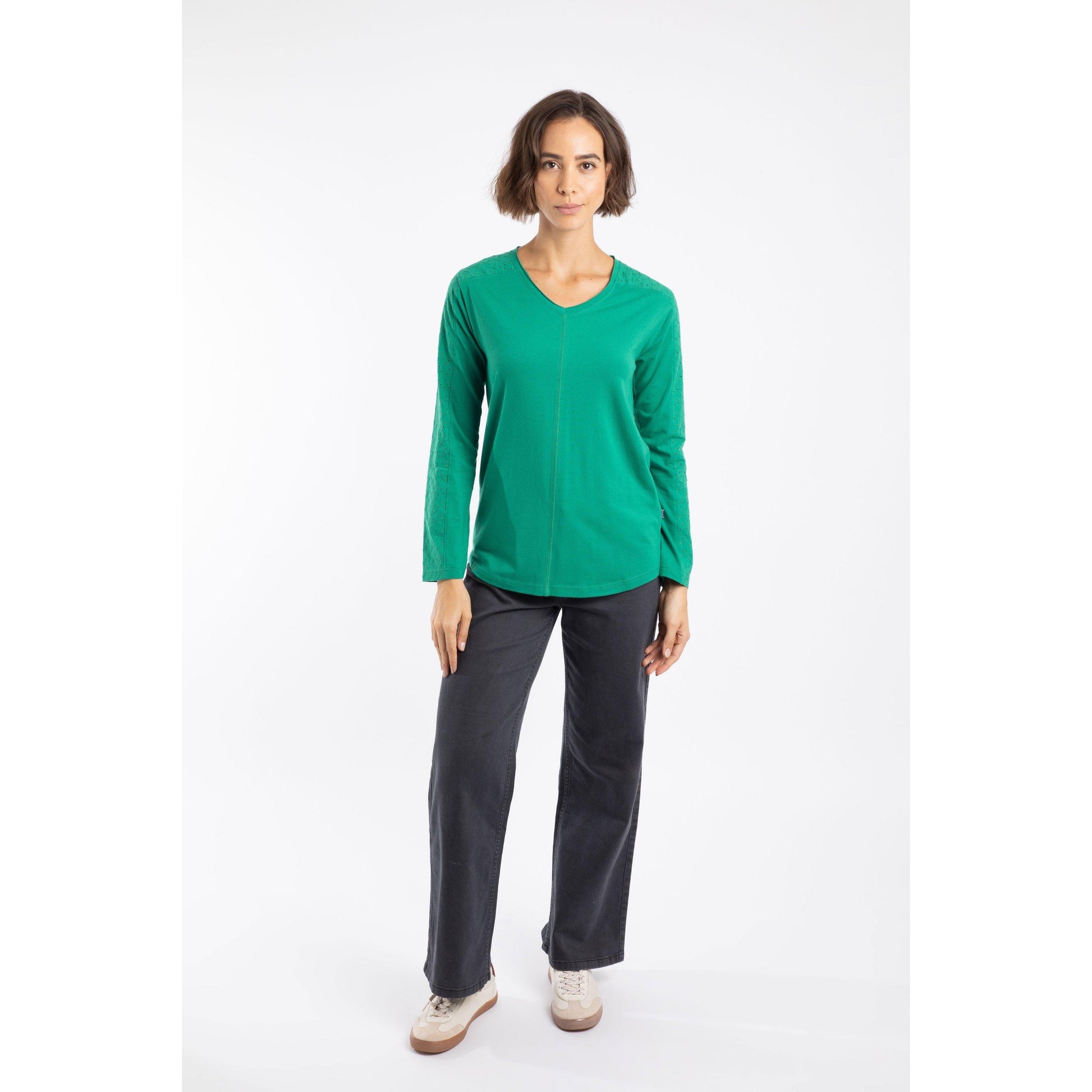 Green - Side - Weird Fish Womens-Ladies Topia Organic Long-Sleeved Top