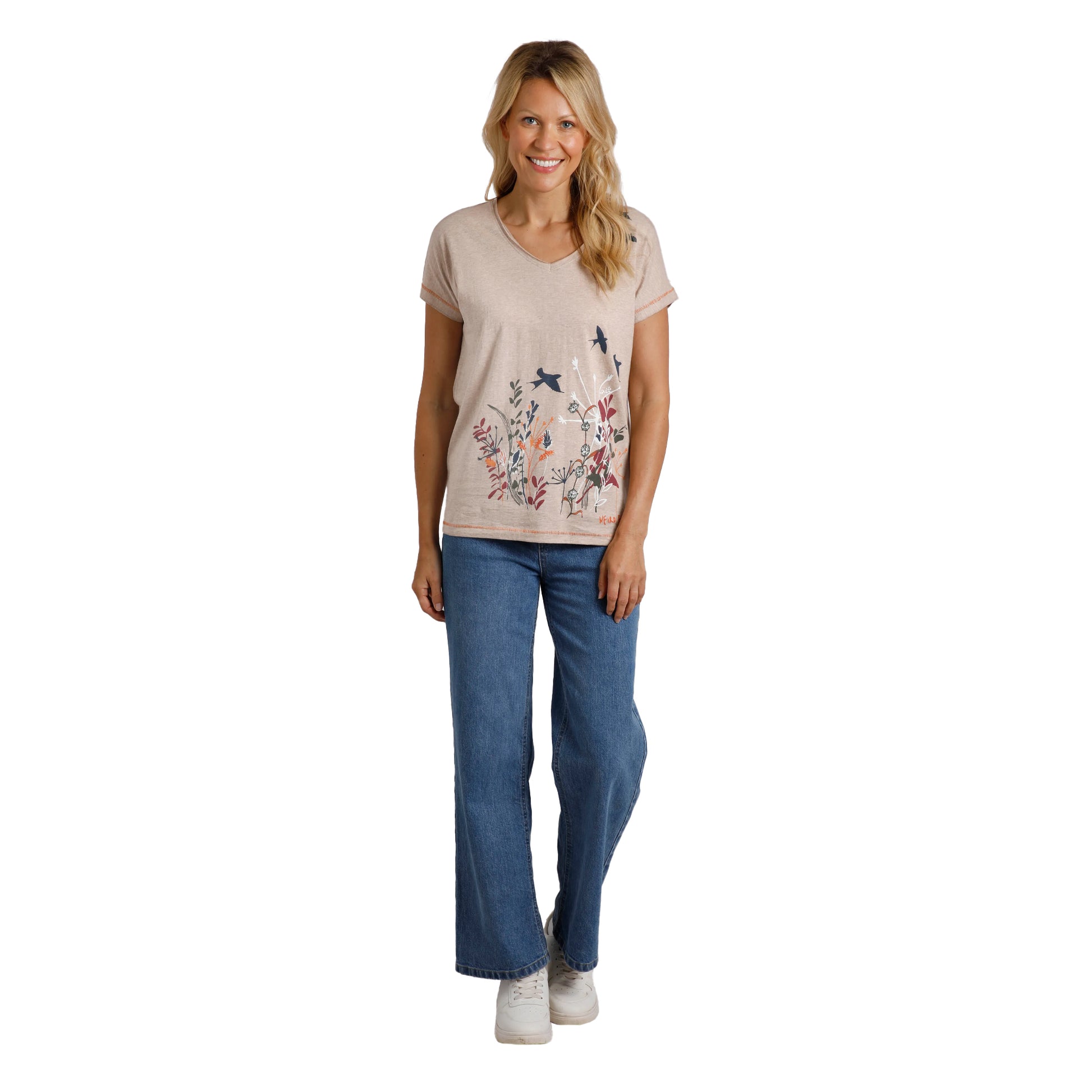 Sand Dune - Pack Shot - Weird Fish Womens-Ladies Swirling Swallows Marl Organic T-Shirt
