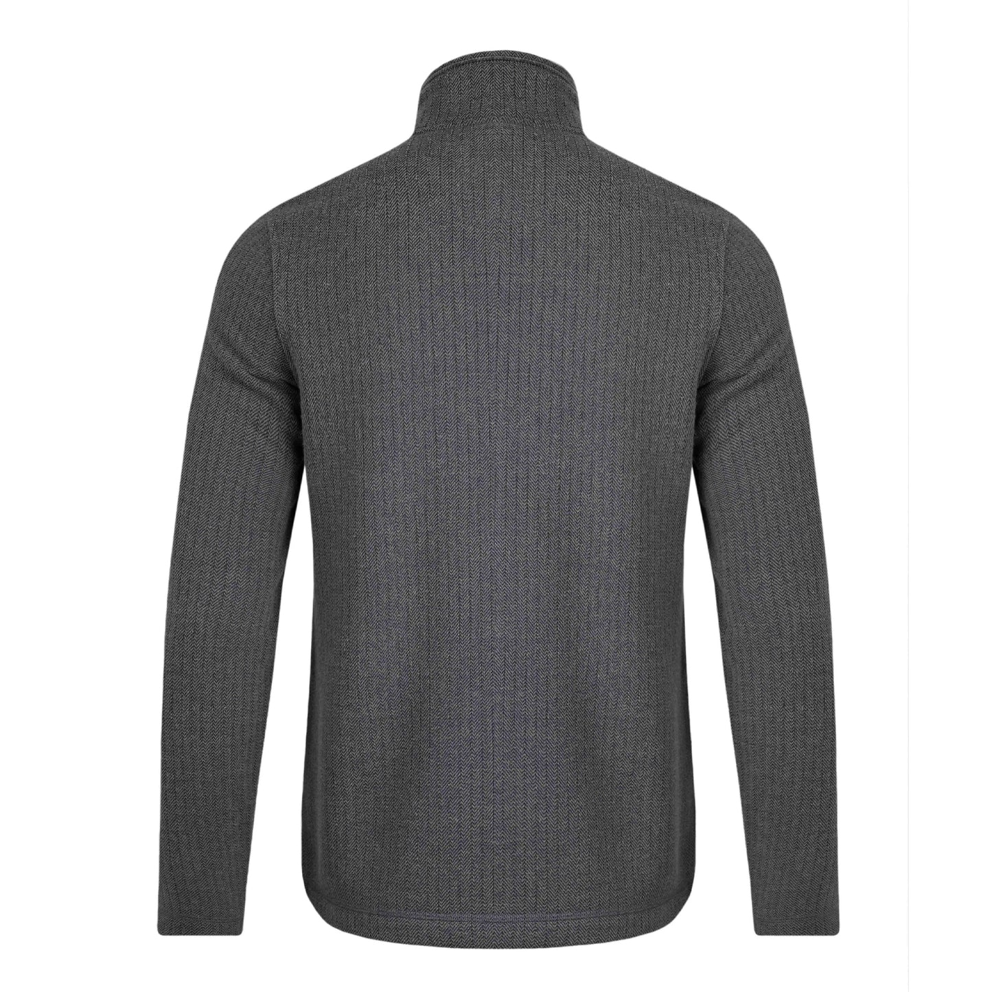 Charcoal - Back - Weird Fish Mens Sterling Herringbone Quarter Zip Fleece Top