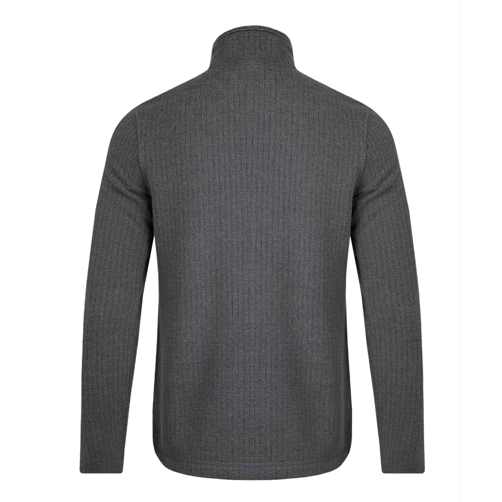 Charcoal - Back - Weird Fish Mens Sterling Herringbone Quarter Zip Fleece Top