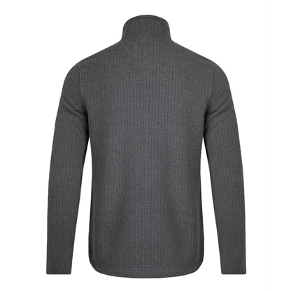 Charcoal - Back - Weird Fish Mens Sterling Herringbone Quarter Zip Fleece Top