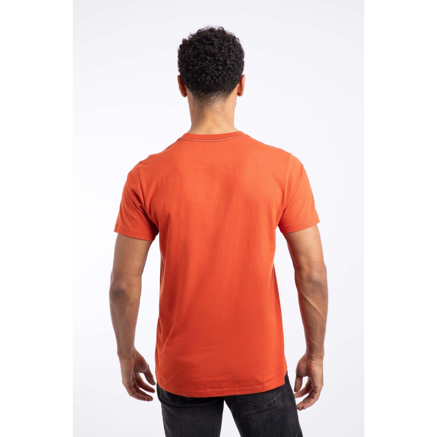 Rust - Back - Weird Fish Mens Riggers Reverse Printed Organic T-Shirt