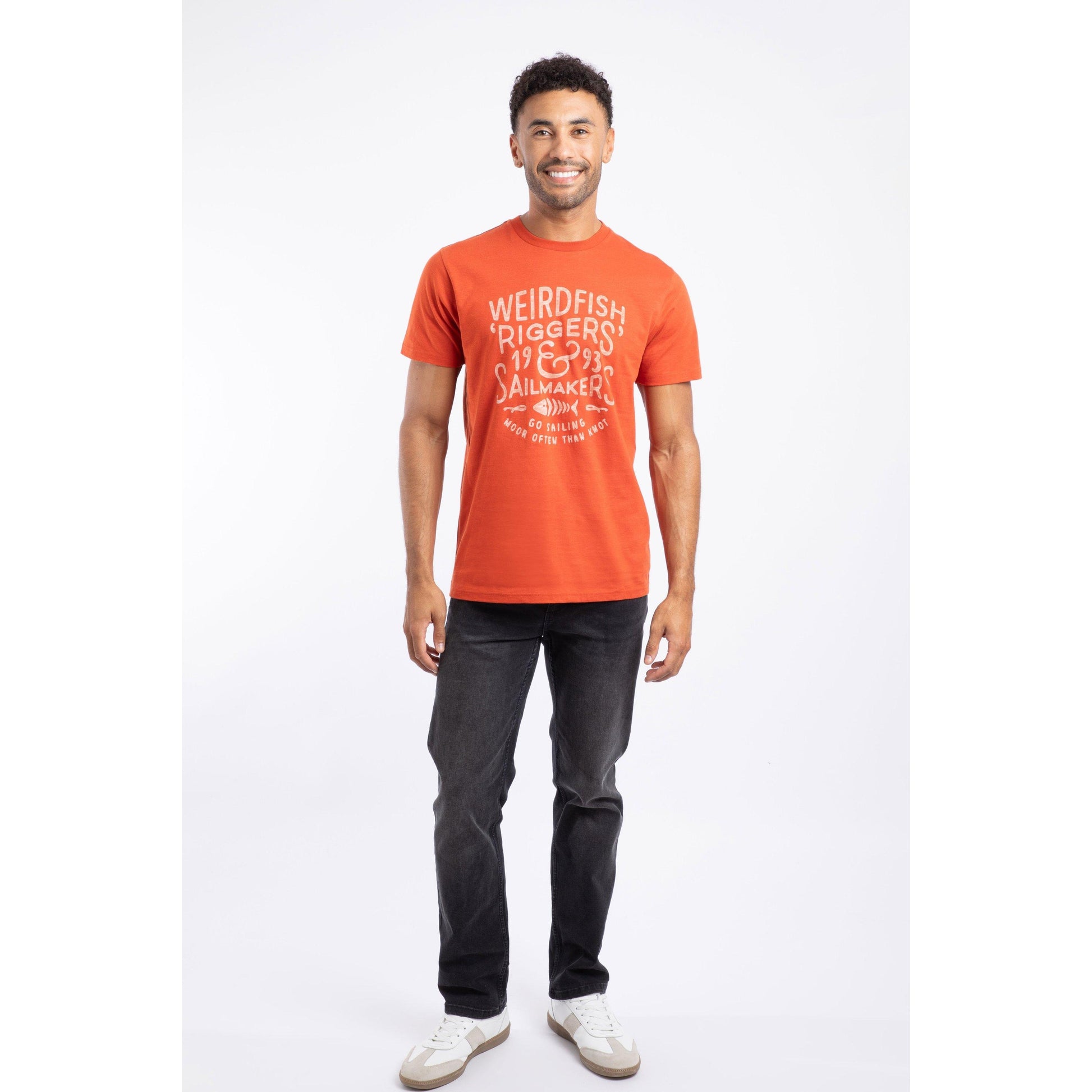 Rust - Side - Weird Fish Mens Riggers Reverse Printed Organic T-Shirt