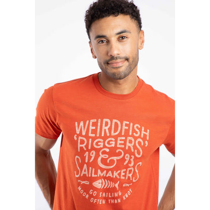 Rust Orange - Side - Weird Fish Mens Riggers Reverse Printed Organic T-Shirt