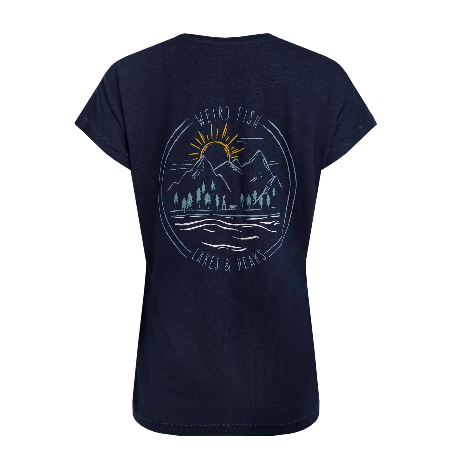 Navy - Back - Weird Fish Womens-Ladies Wander Graphic Print Slub Organic T-Shirt