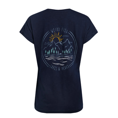 Navy - Back - Weird Fish Womens-Ladies Wander Graphic Print Slub Organic T-Shirt