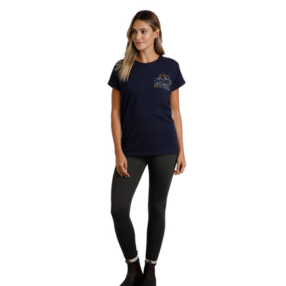Navy - Pack Shot - Weird Fish Womens-Ladies Wander Graphic Print Slub Organic T-Shirt