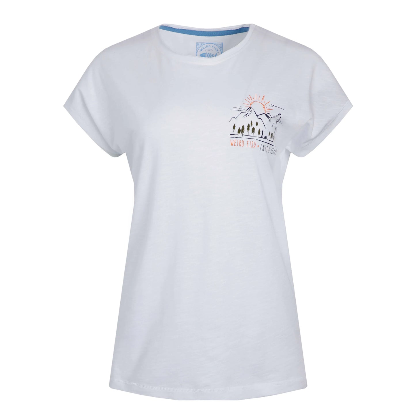 White - Front - Weird Fish Womens-Ladies Wander Graphic Print Slub Organic T-Shirt