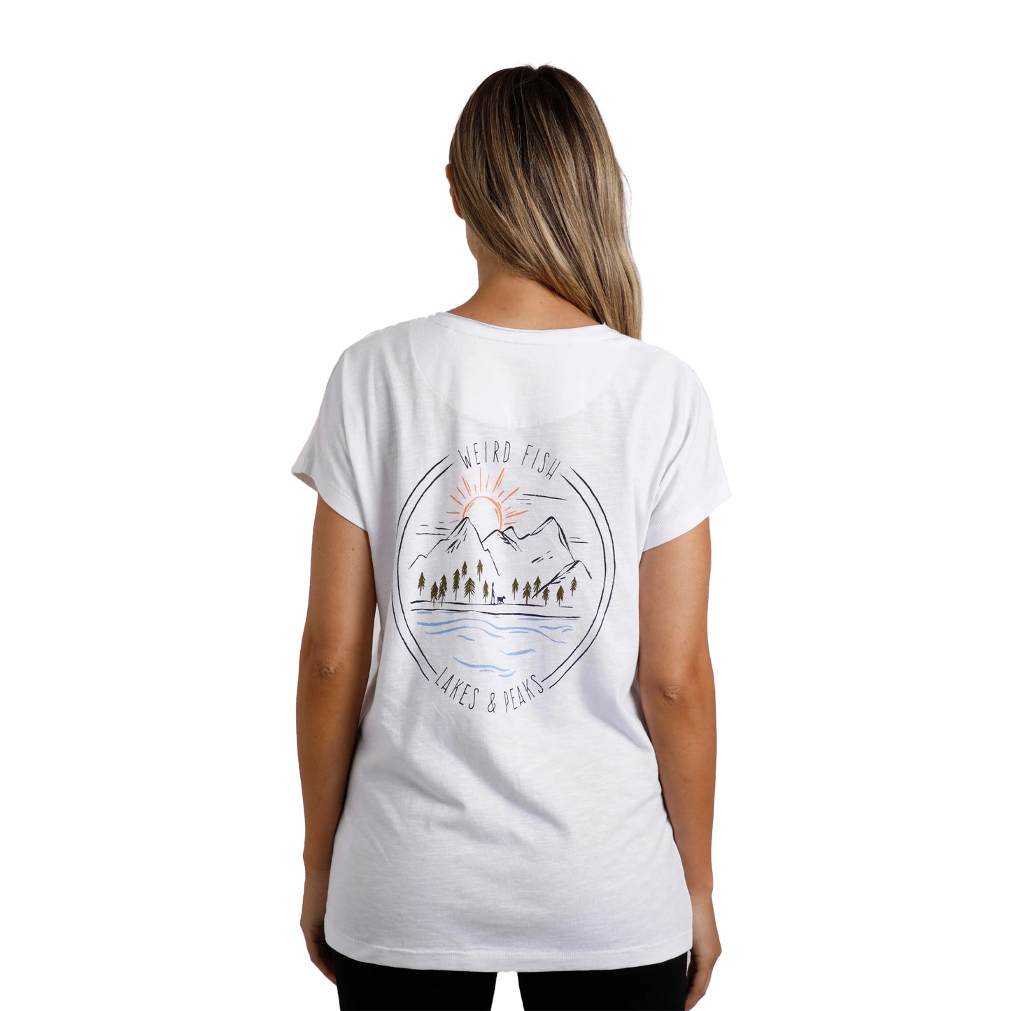 White - Lifestyle - Weird Fish Womens-Ladies Wander Graphic Print Slub Organic T-Shirt