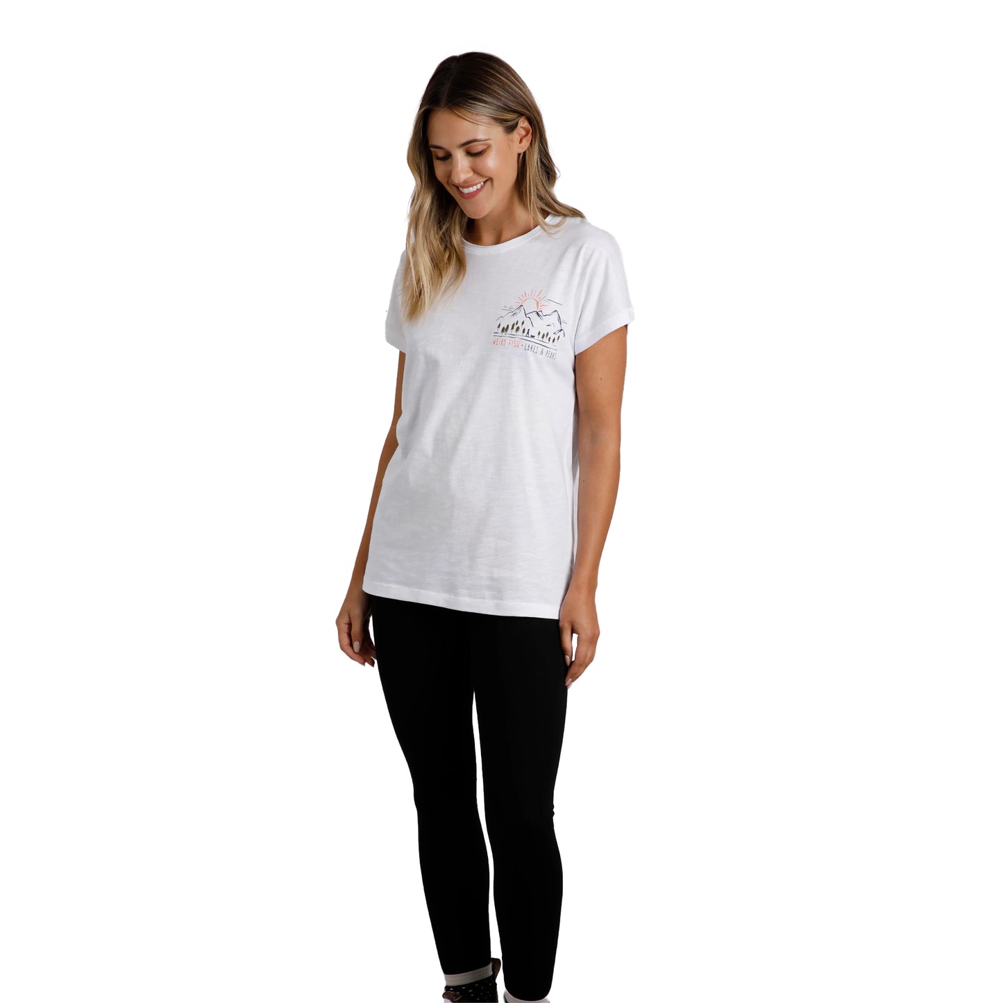 White - Pack Shot - Weird Fish Womens-Ladies Wander Graphic Print Slub Organic T-Shirt
