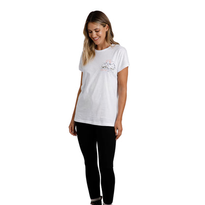 White - Pack Shot - Weird Fish Womens-Ladies Wander Graphic Print Slub Organic T-Shirt