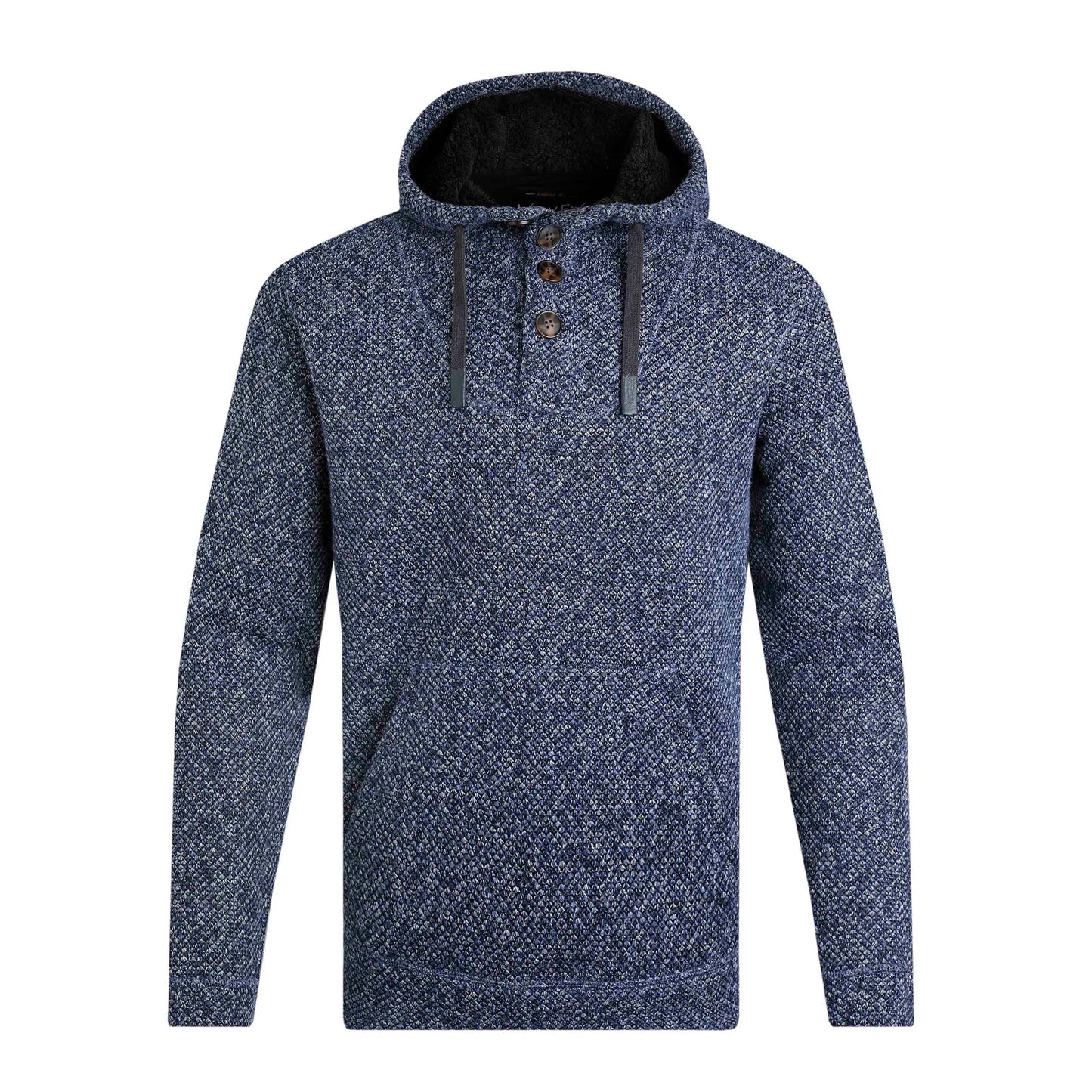 Navy - Front - Weird Fish Mens Compton Borg Button Neck Hoodie