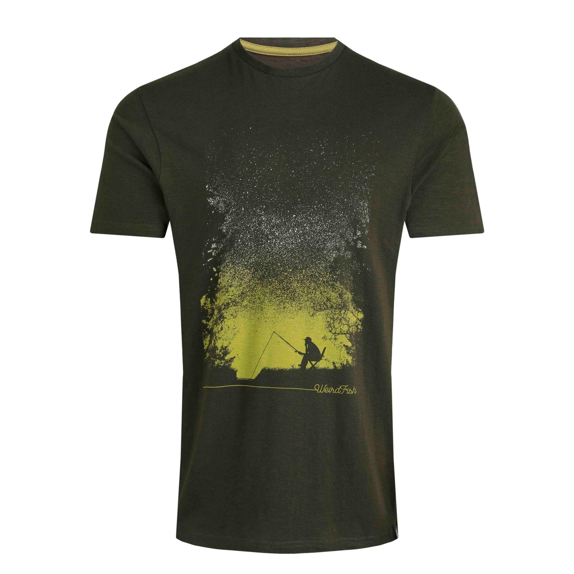 Fir Green - Front - Weird Fish Mens Dark Sky Screenprint Organic T-Shirt