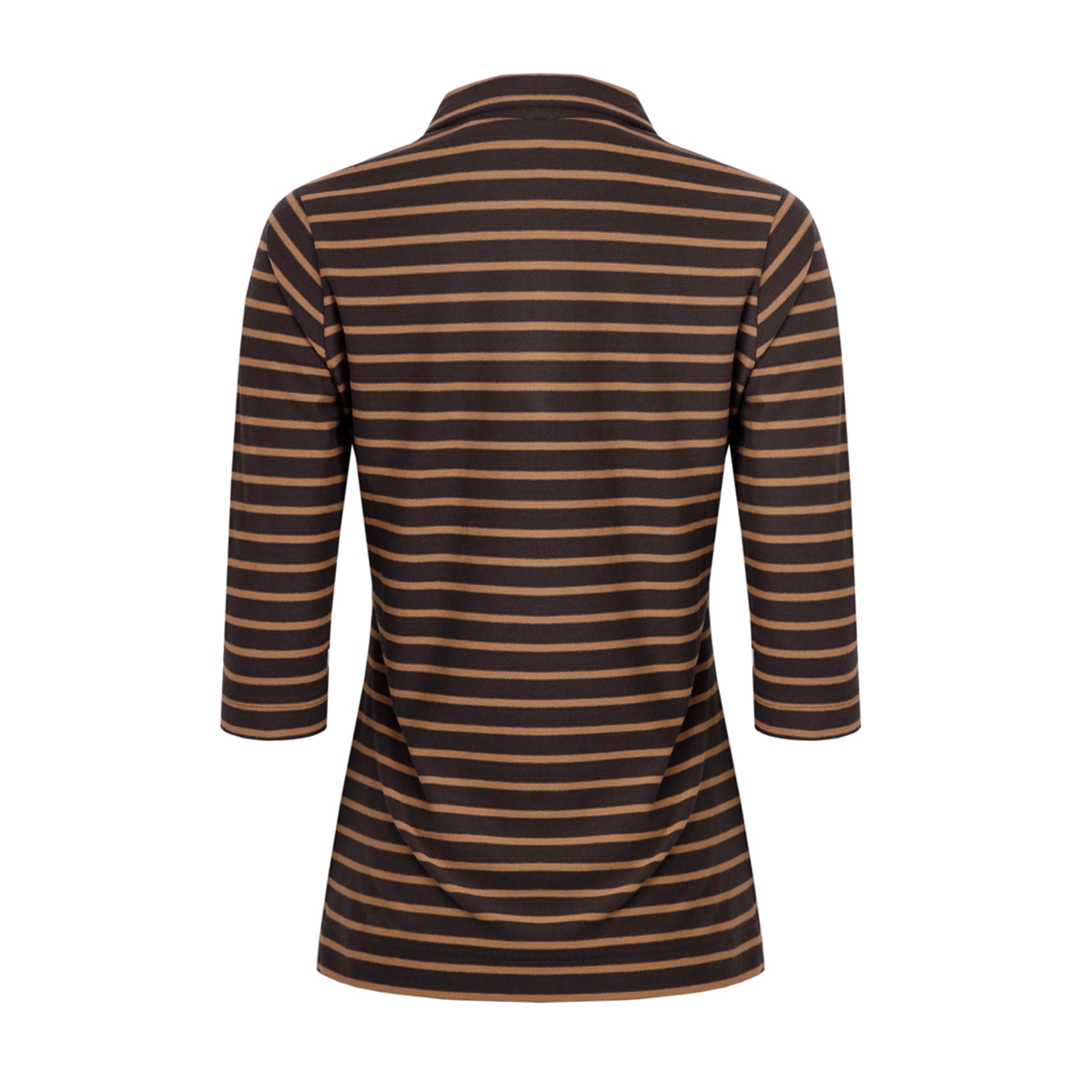 Chocolate - Back - Weird Fish Womens-Ladies Rhianna Striped Organic Cotton Shirt