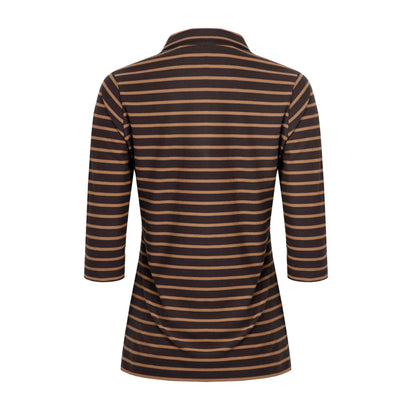 Chocolate - Back - Weird Fish Womens-Ladies Rhianna Striped Organic Cotton Shirt