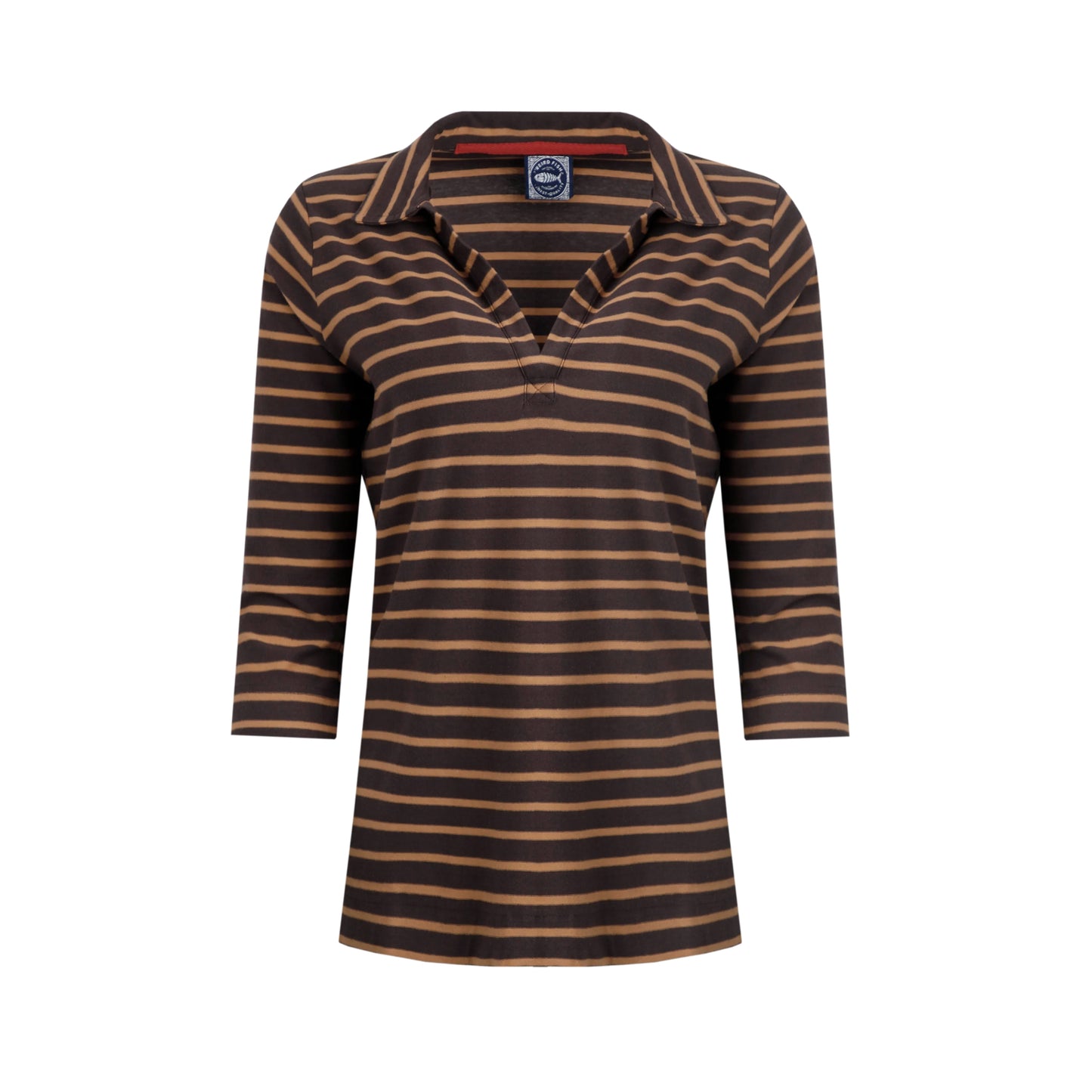 Chocolate - Front - Weird Fish Womens-Ladies Rhianna Striped Organic Cotton Shirt