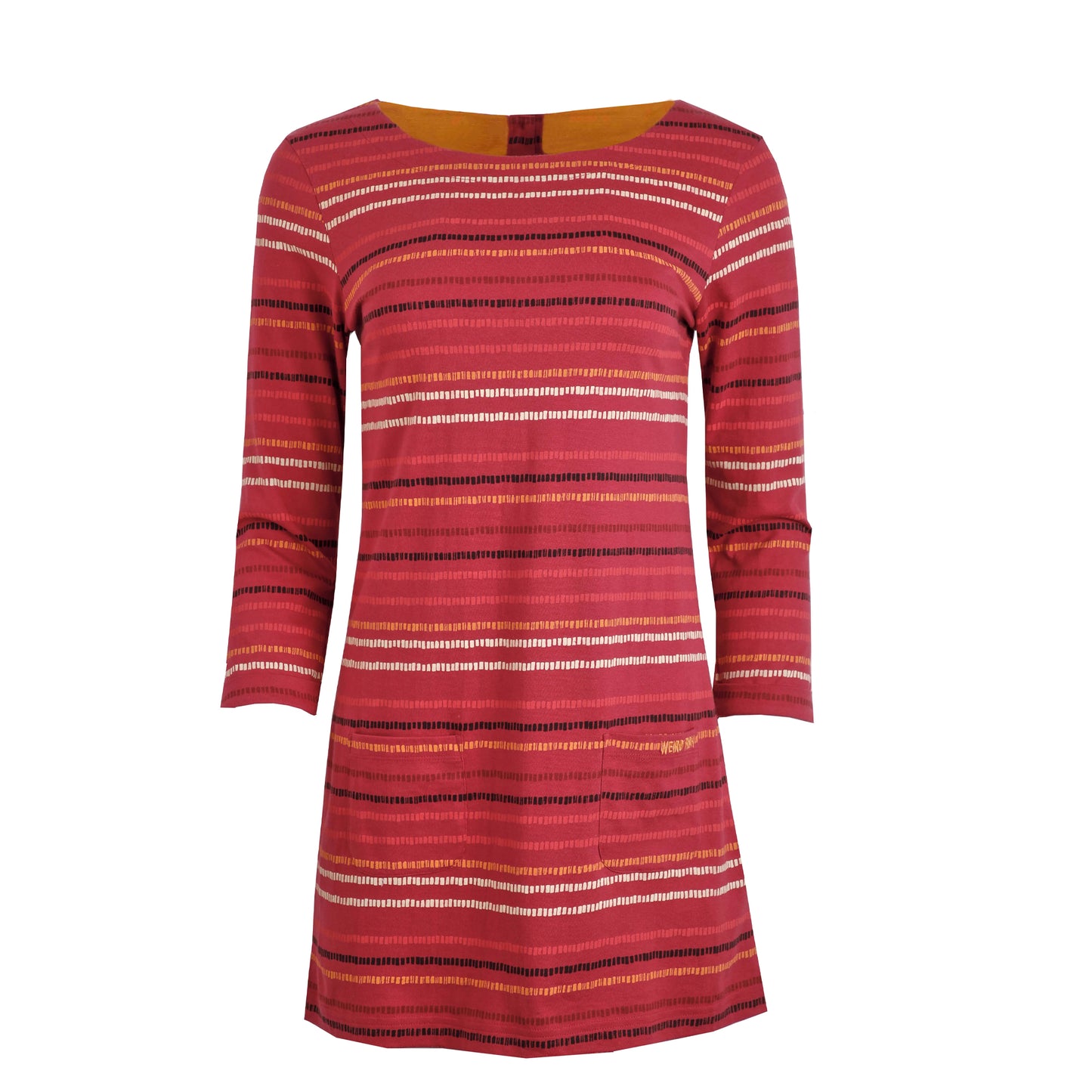 Dark Pink - Front - Weird Fish Womens-Ladies Charlotte Striped Jersey Organic Tunic