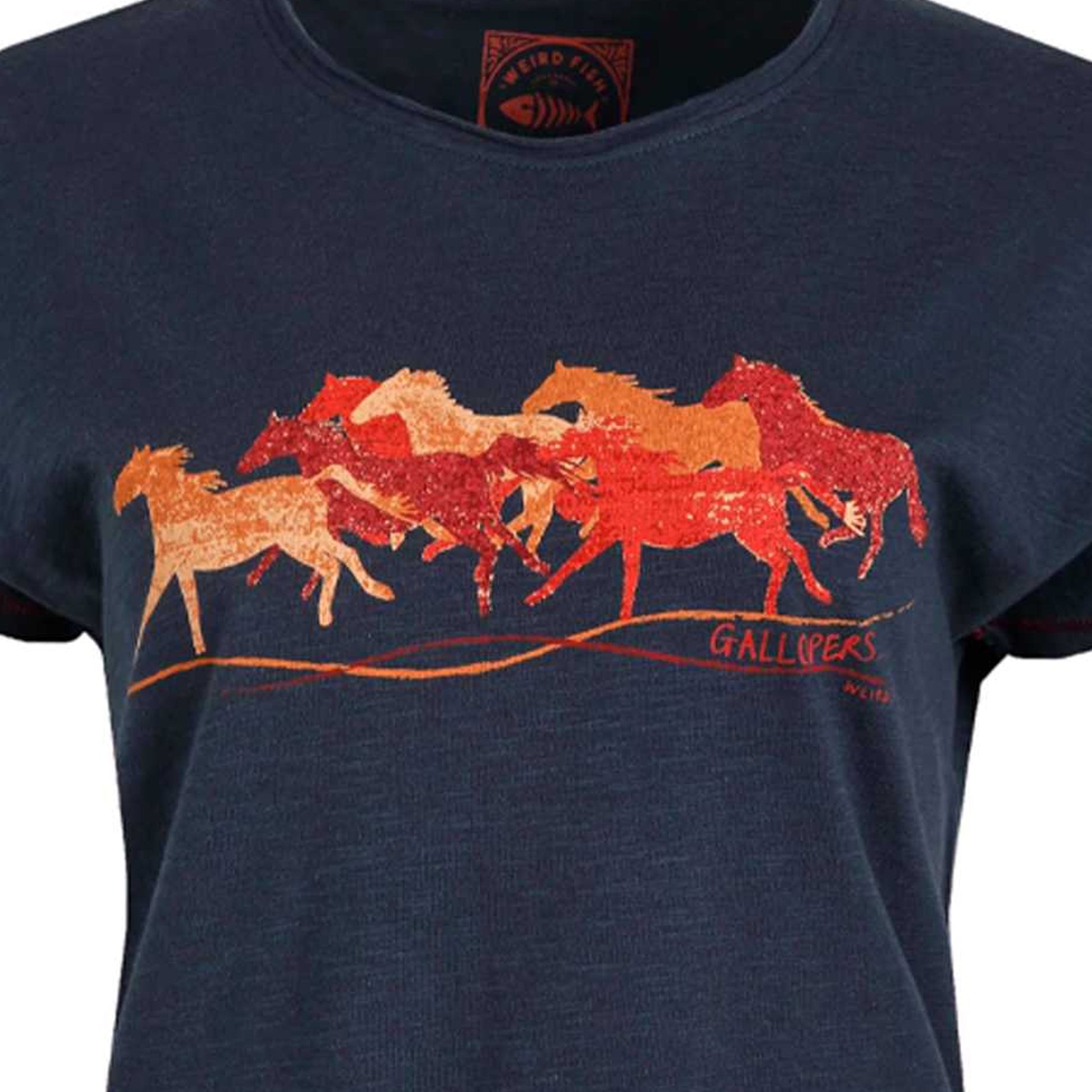 Navy - Pack Shot - Weird Fish Womens-Ladies Gallopers Horse Slub Organic T-Shirt