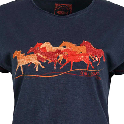 Navy - Pack Shot - Weird Fish Womens-Ladies Gallopers Horse Slub Organic T-Shirt