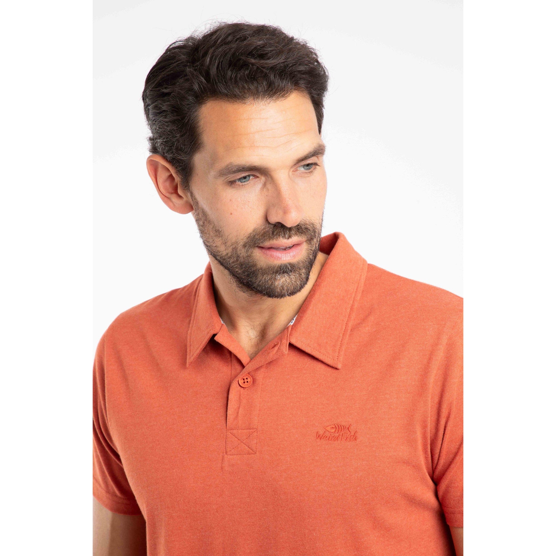 Rust - Front - Weird Fish Mens Jetstream Eco Friendly Branded Polo Shirt