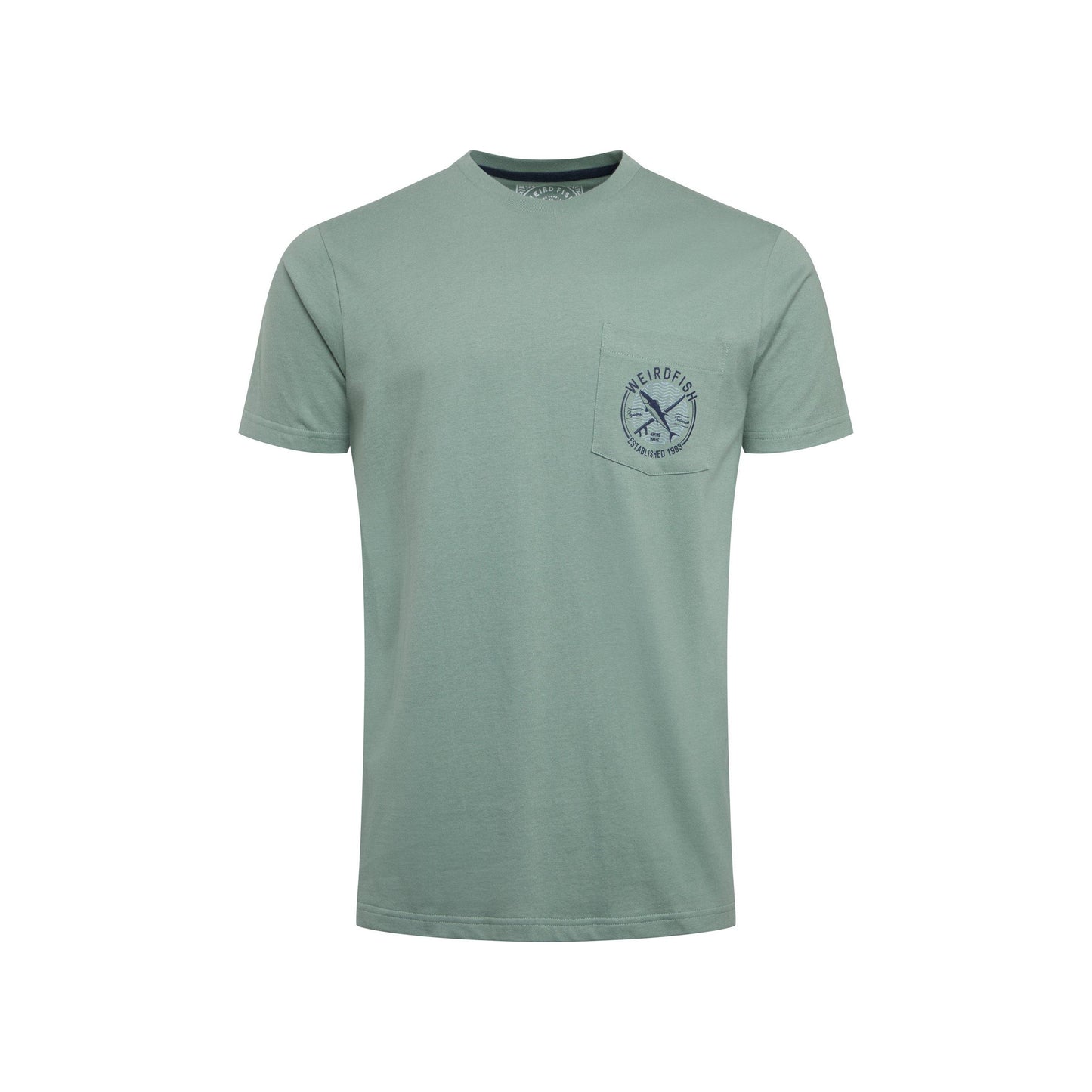 Dusty Teal - Front - Weird Fish Mens Tidal Organic Short-Sleeved T-Shirt