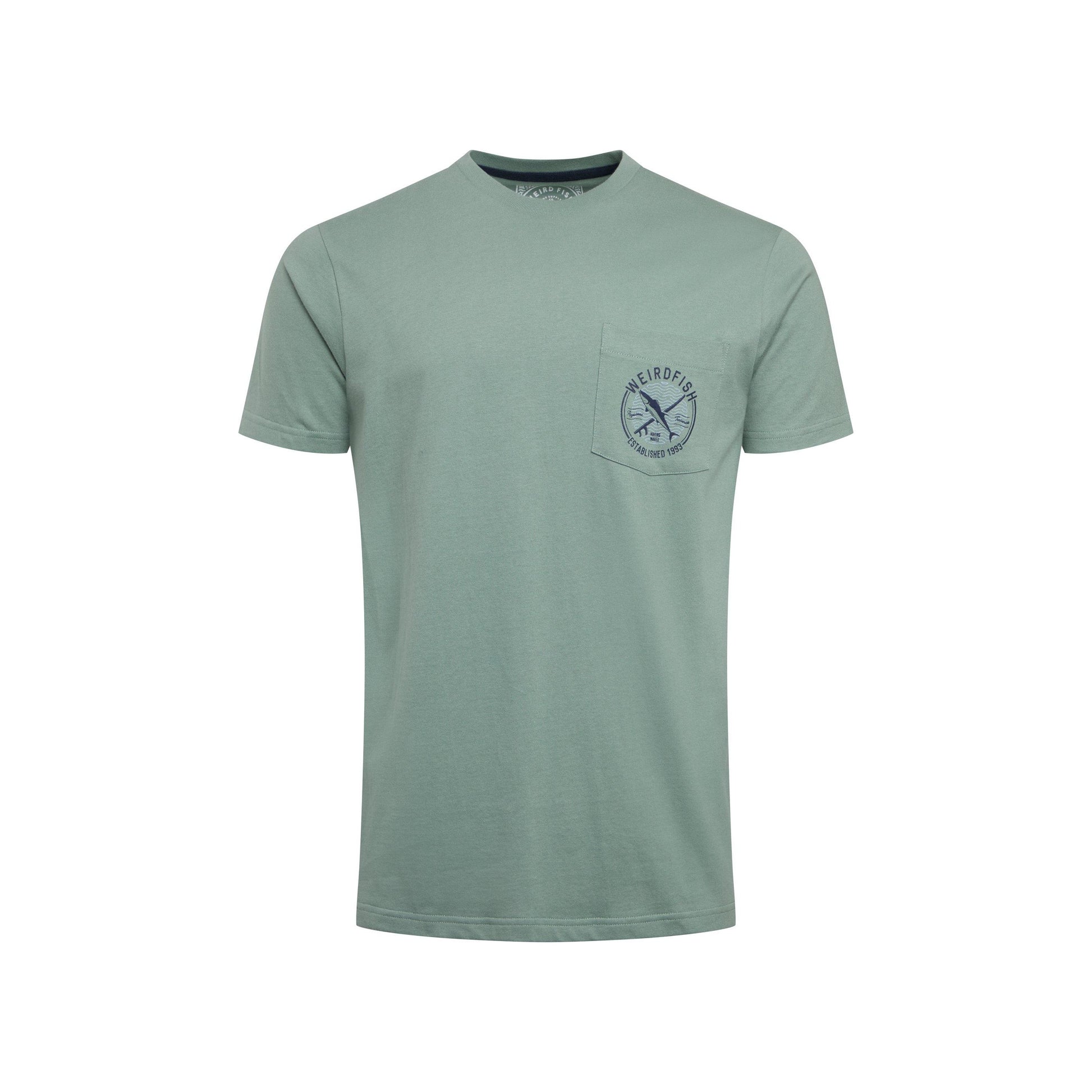 Dusty Teal - Front - Weird Fish Mens Tidal Organic Short-Sleeved T-Shirt