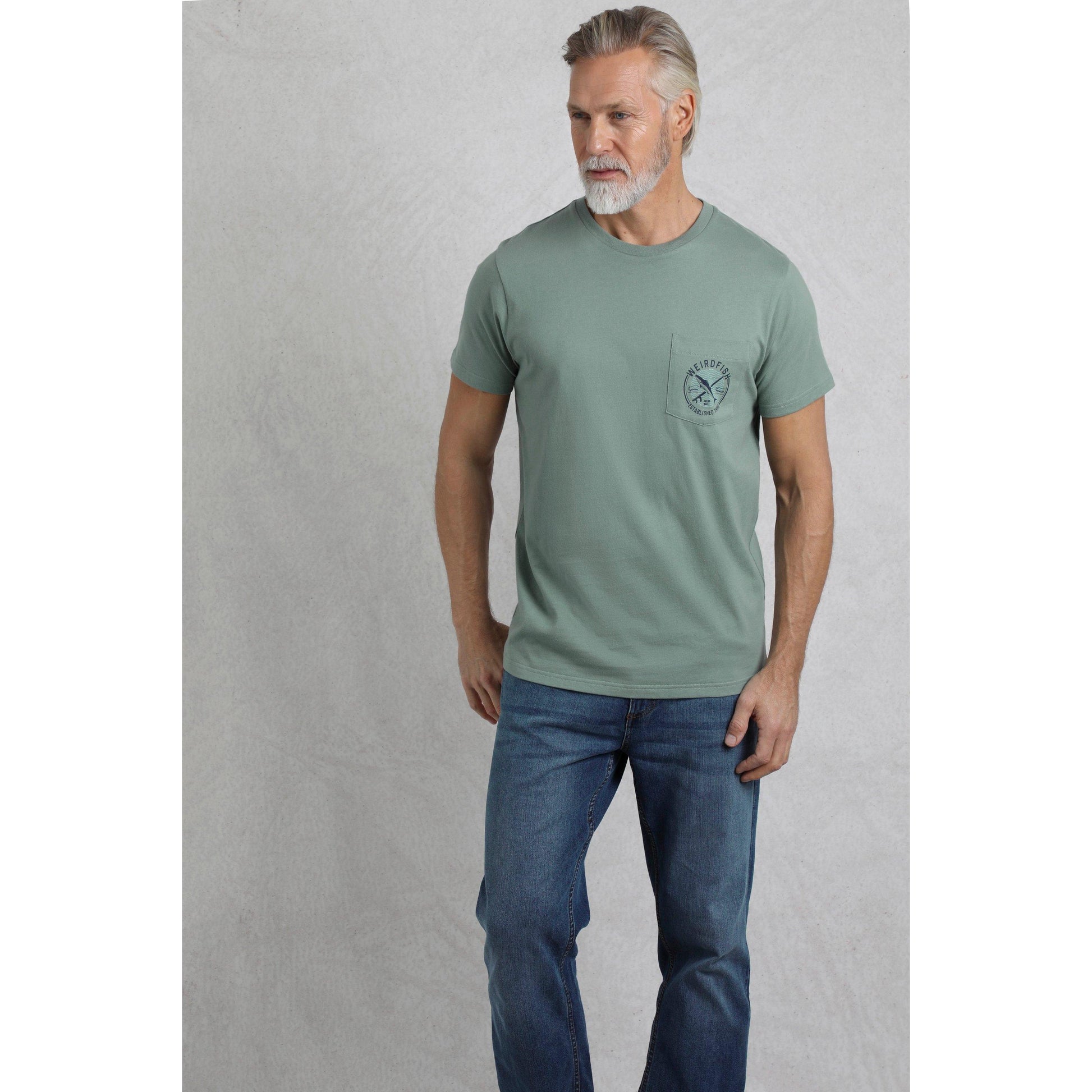 Dusty Teal - Side - Weird Fish Mens Tidal Organic Short-Sleeved T-Shirt