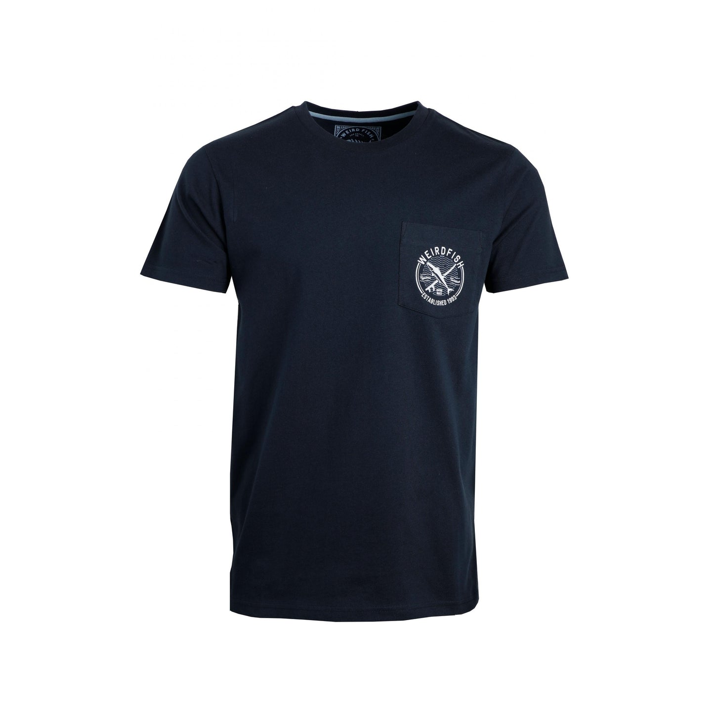 Navy - Front - Weird Fish Mens Tidal Organic Short-Sleeved T-Shirt