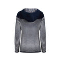 Navy - Back - Weird Fish Womens-Ladies Bianca Striped Macaroni Eco Friendly Full Zip Hoodie