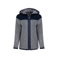 Navy - Front - Weird Fish Womens-Ladies Bianca Striped Macaroni Eco Friendly Full Zip Hoodie