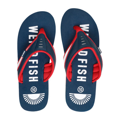 Dark Navy - Side - Weird Fish Mens Columbia Logo Flip Flops