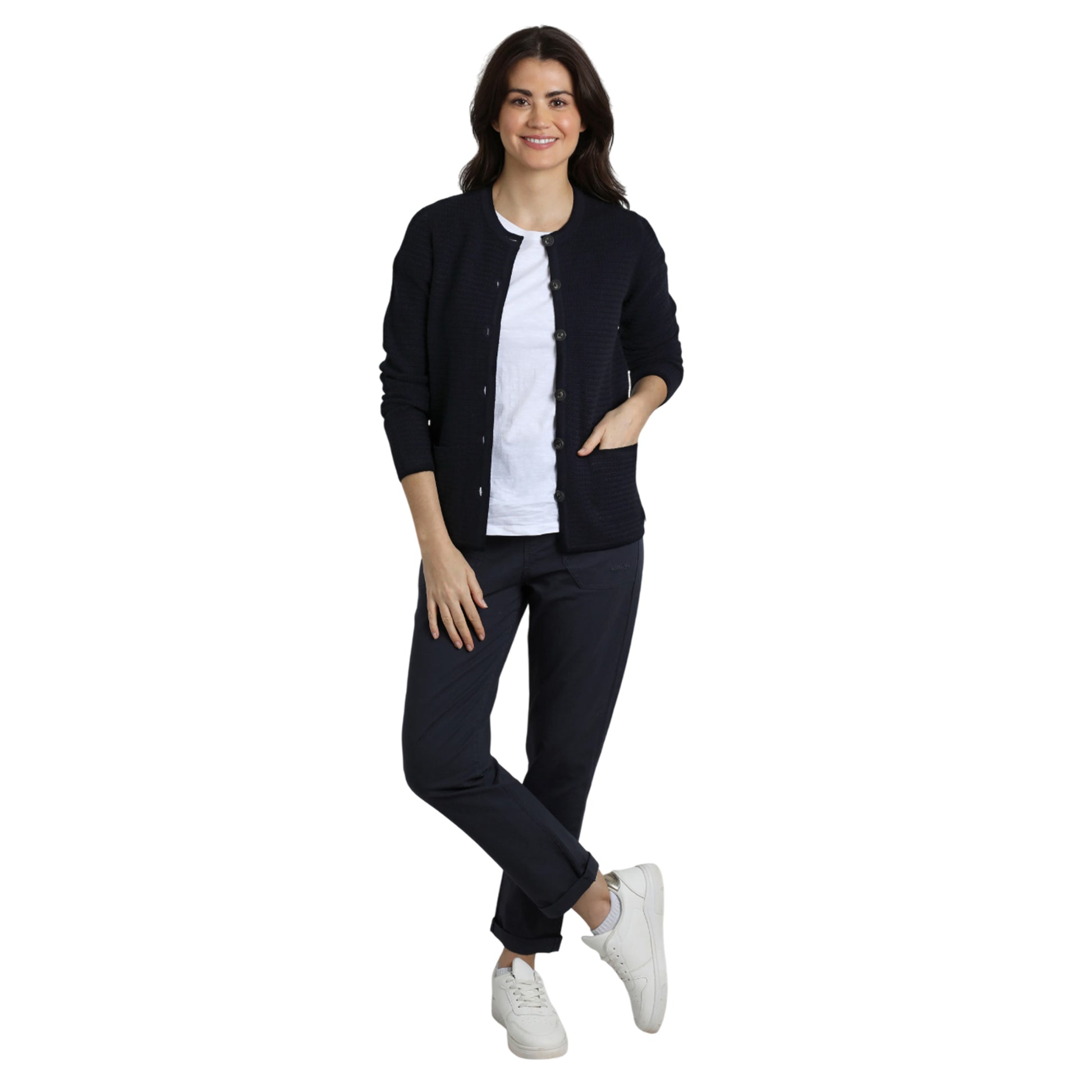 Navy - Pack Shot - Weird Fish Womens-Ladies Hayley Knitted Cardigan