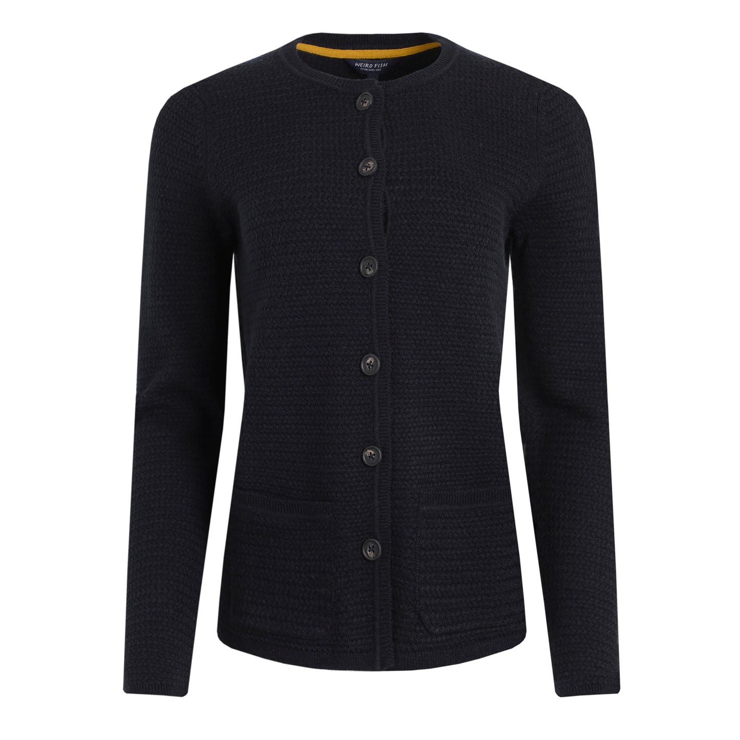 Navy - Front - Weird Fish Womens-Ladies Hayley Knitted Cardigan