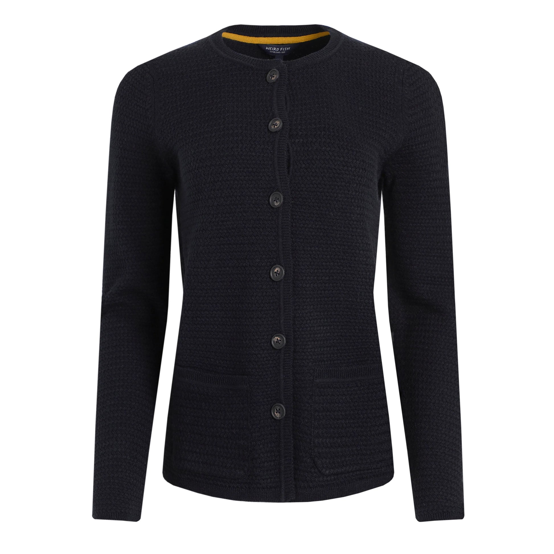 Navy - Front - Weird Fish Womens-Ladies Hayley Knitted Cardigan