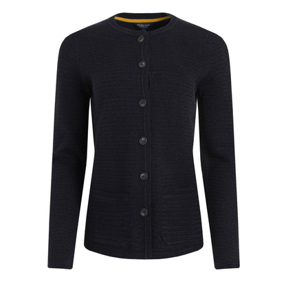 Navy - Front - Weird Fish Womens-Ladies Hayley Knitted Cardigan
