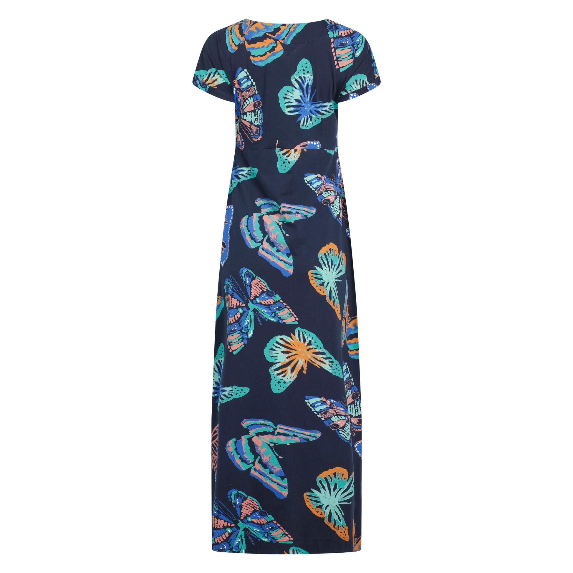 Dark Blue - Back - Weird Fish Womens-Ladies Mirren Butterfly Organic Cotton Maxi Dress