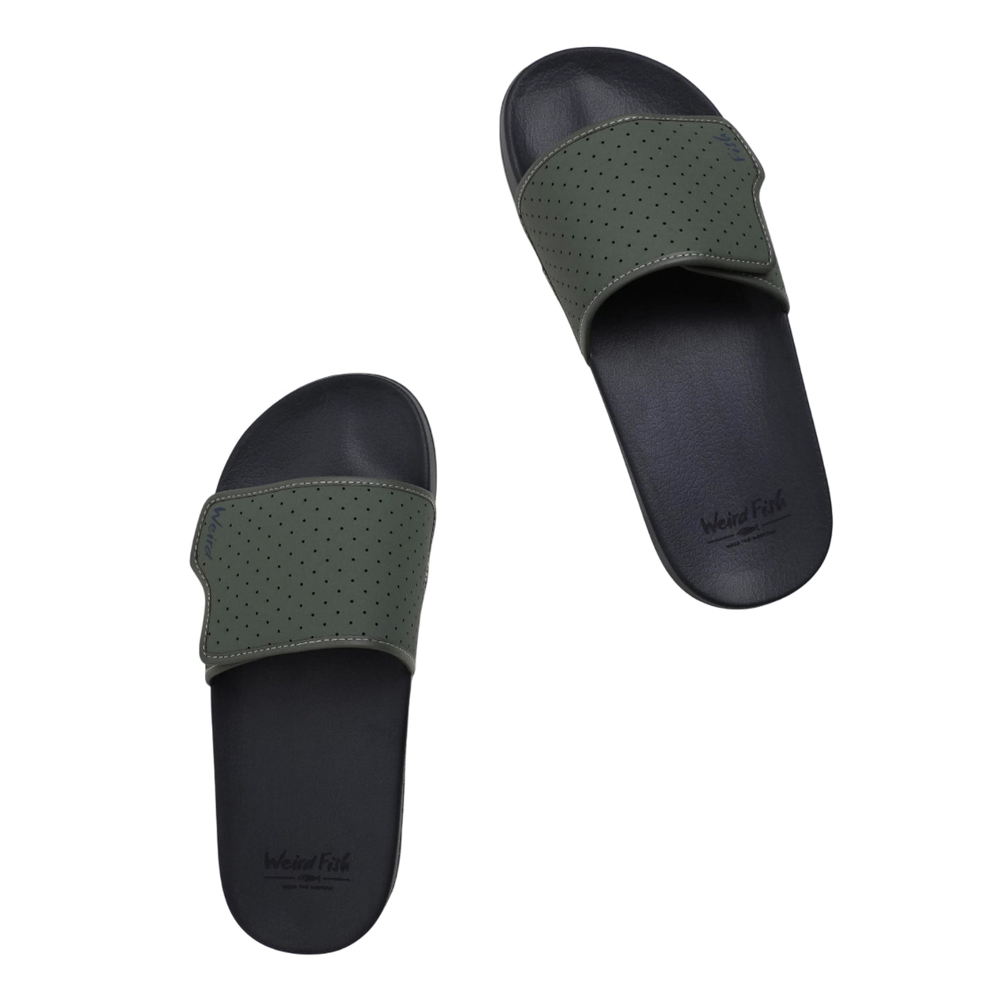 Army Green-Black - Side - Weird Fish Mens Oliver Pool Sliders