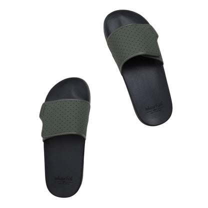 Army Green-Black - Side - Weird Fish Mens Oliver Pool Sliders