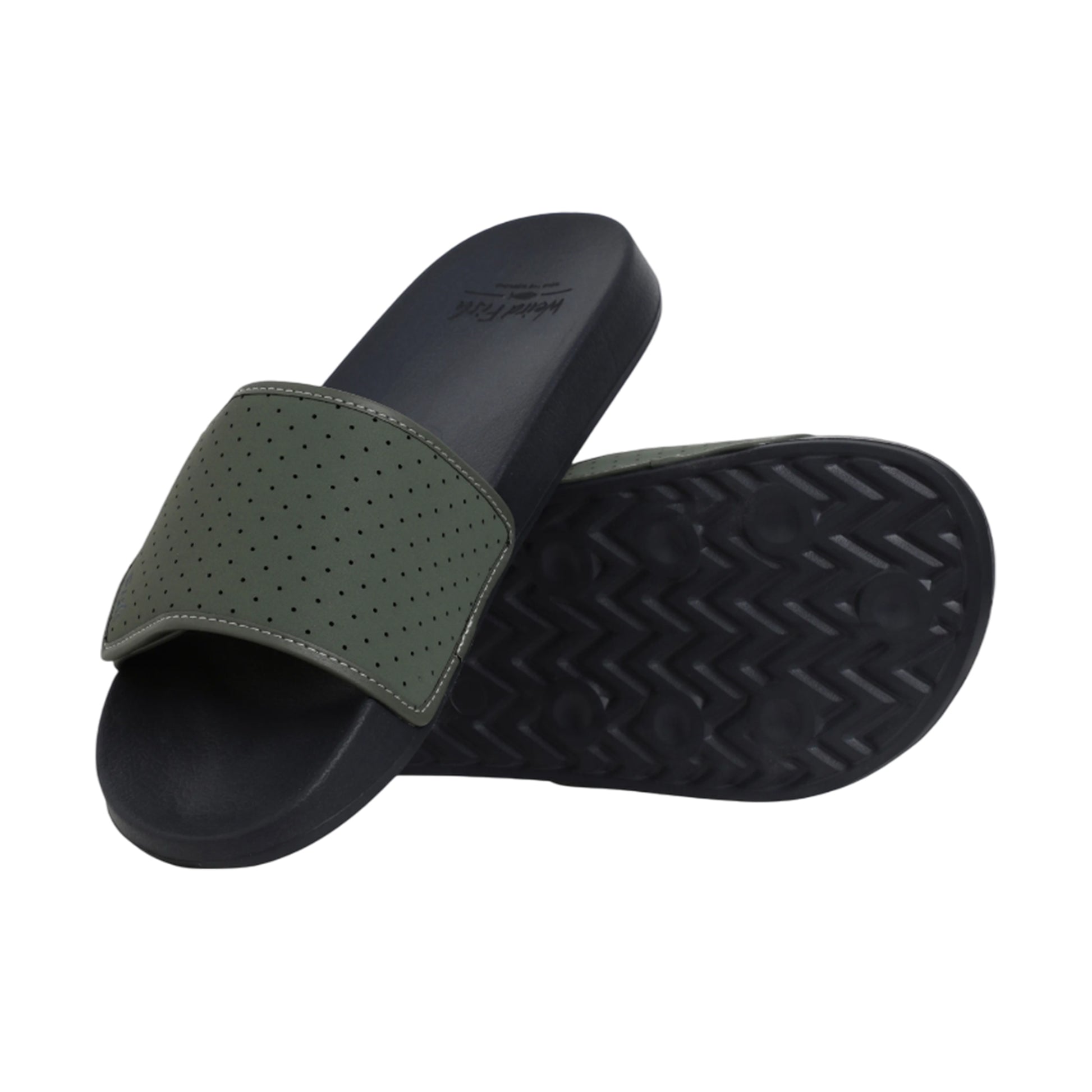 Army Green-Black - Lifestyle - Weird Fish Mens Oliver Pool Sliders