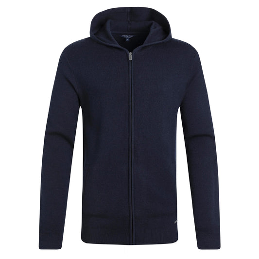 Navy - Front - Weird Fish Mens Samuel Knitted Full Zip Hoodie