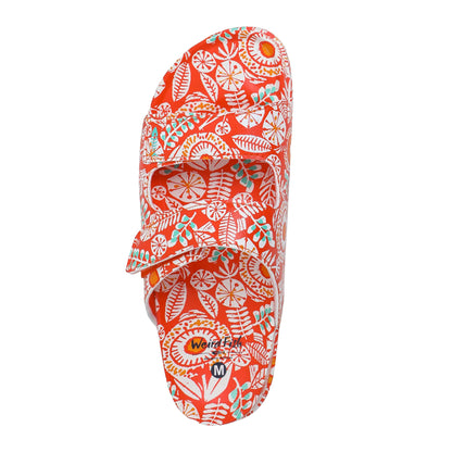 Tango Red - Lifestyle - Weird Fish Womens-Ladies Appledore Printed Pool Sliders