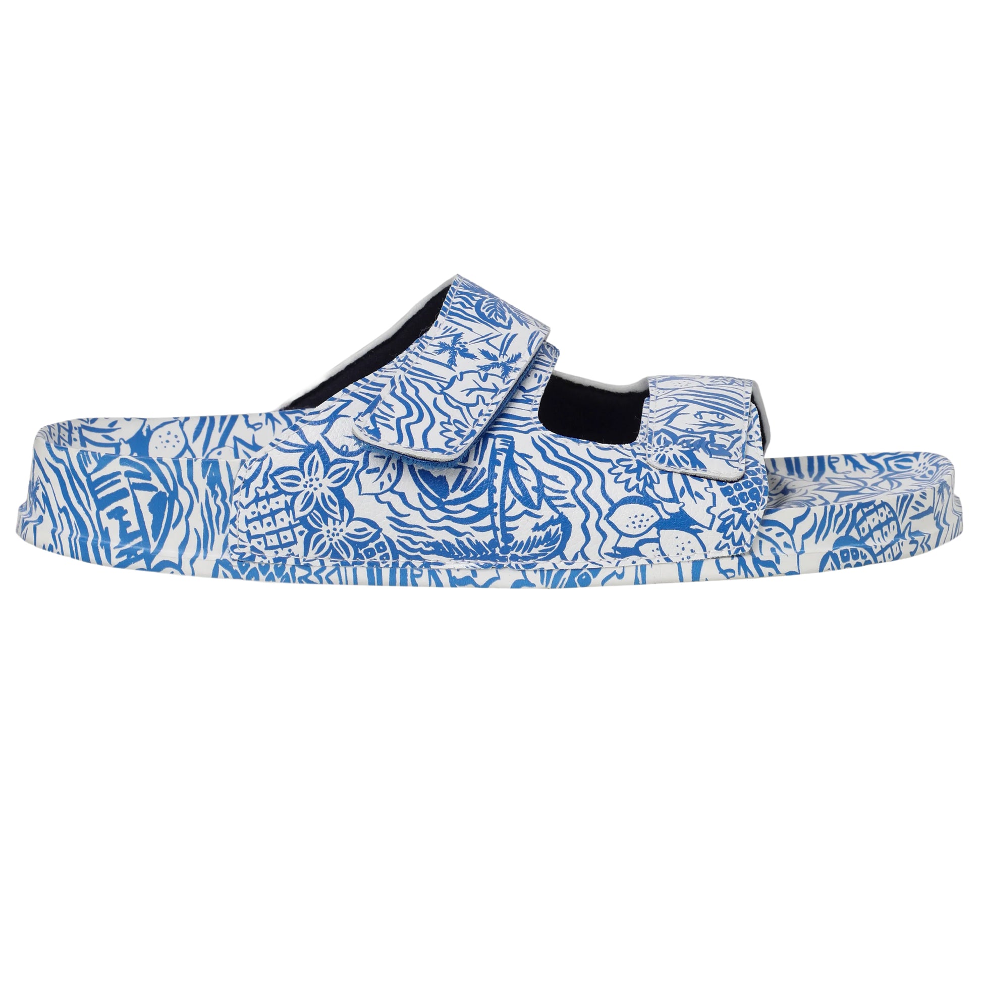 Azure - Side - Weird Fish Womens-Ladies Appledore Printed Pool Sliders