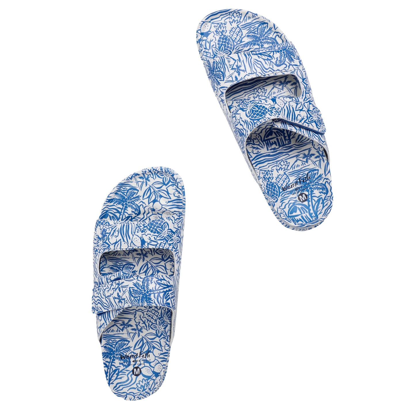 Azure - Pack Shot - Weird Fish Womens-Ladies Appledore Printed Pool Sliders
