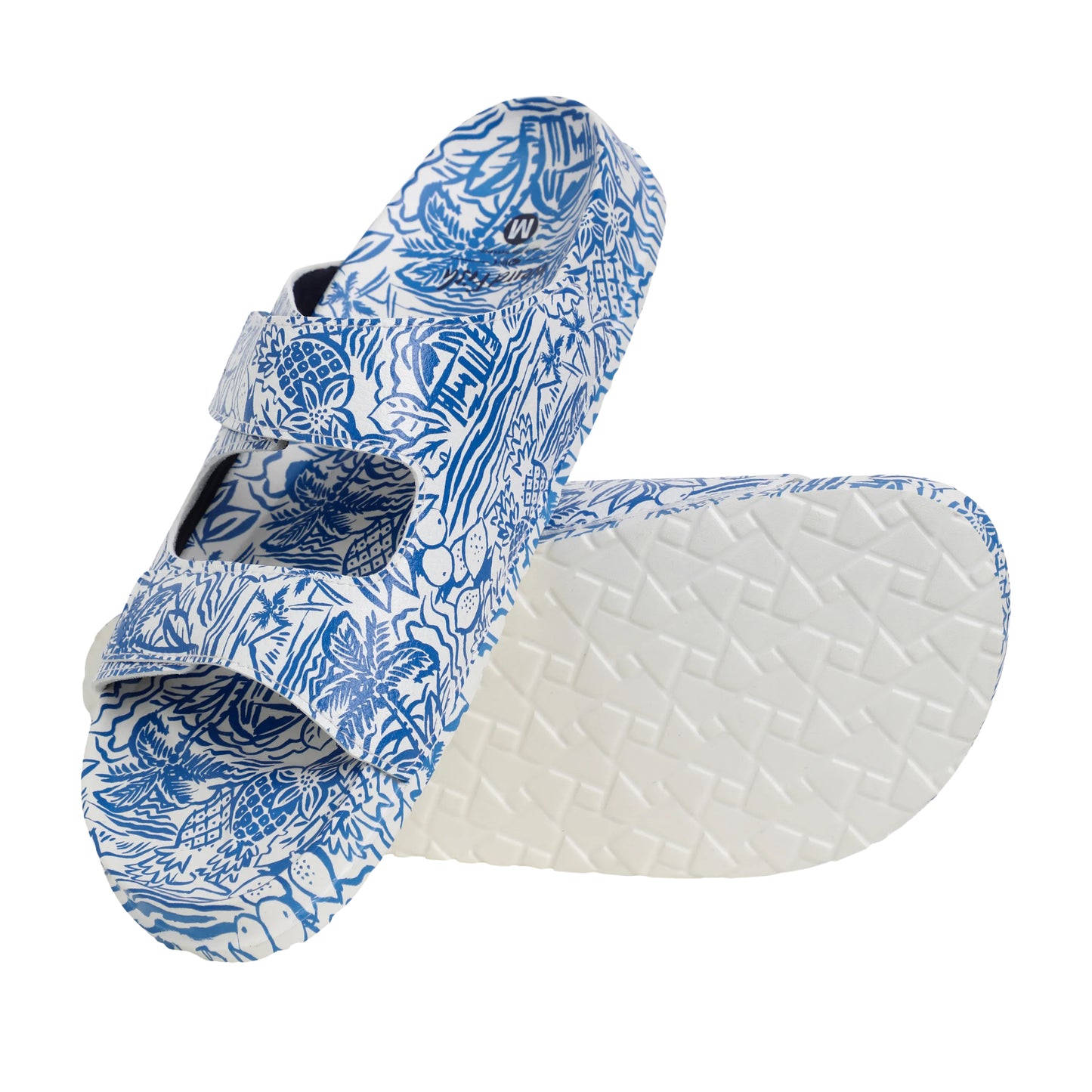 Azure - Close up - Weird Fish Womens-Ladies Appledore Printed Pool Sliders