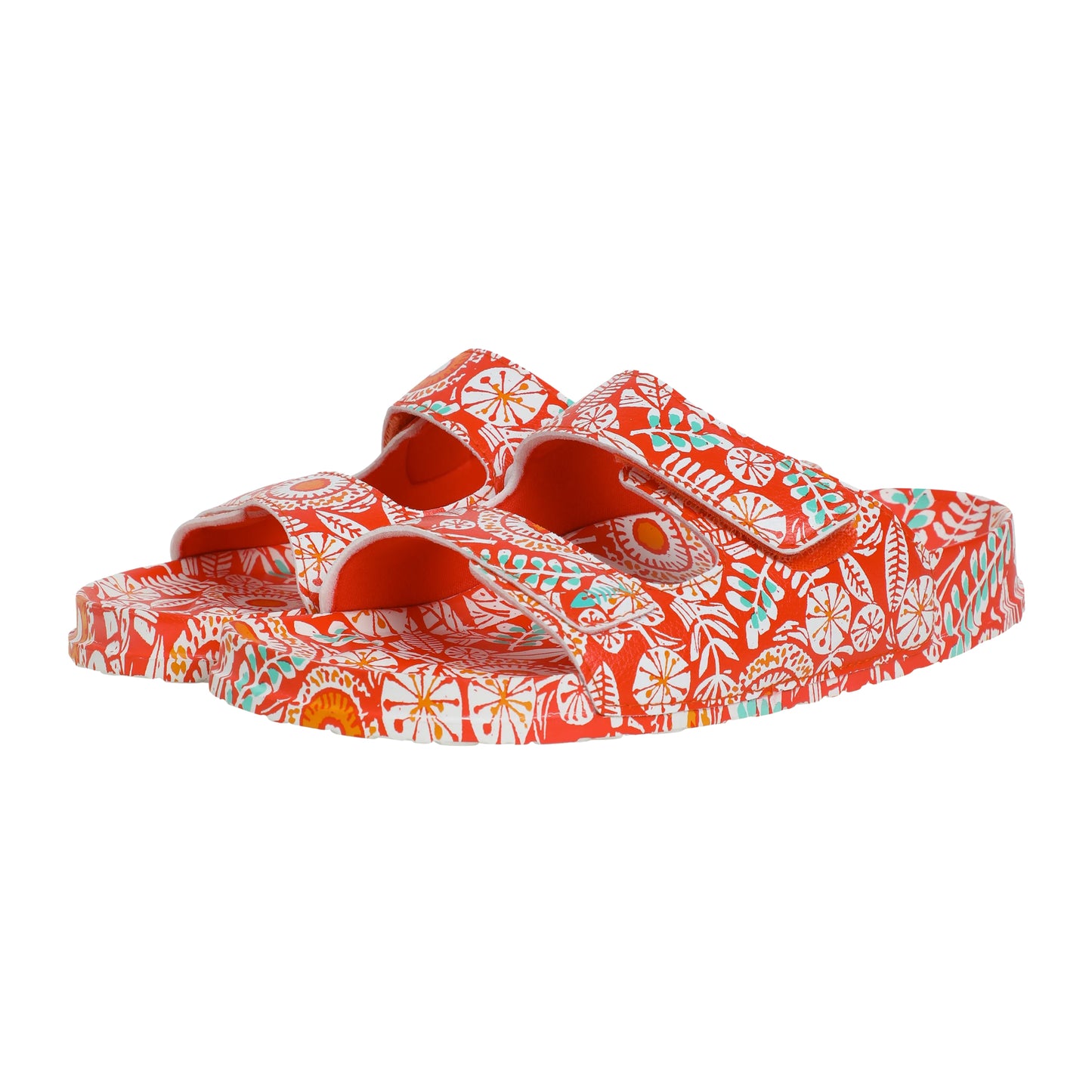 Tango Red - Front - Weird Fish Womens-Ladies Appledore Printed Pool Sliders